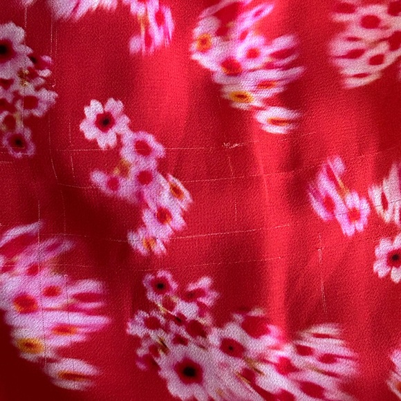 AllSaints All Saints Dela Jasmin Wrap Front Red White Floral Dress 8 AS IS READ - Picture 8 of 14